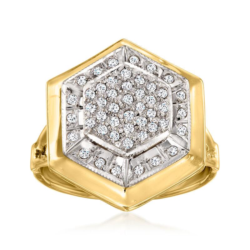 C. 1980 Vintage .50 ct. t.w. Diamond Geometric Ring in 18kt Yellow Gold. Size 7 image number 0