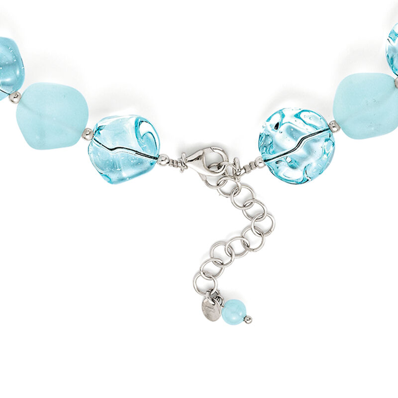 Italian Aqua Blue Murano Glass Bead Necklace with Sterling Silver image number 4