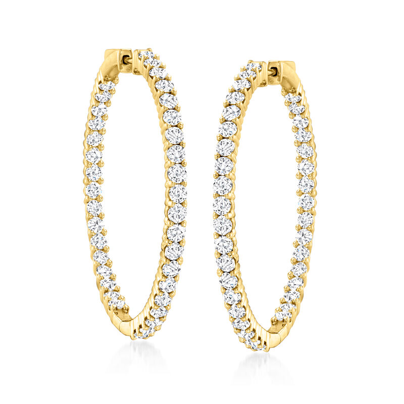 5.00 ct. t.w. Diamond Inside-Outside Hoop Earrings in 14kt Yellow Gold image number 2