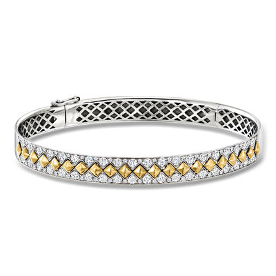 C. 2000 Vintage 1.80 ct. t.w. Diamond Bangle Bracelet in 18kt Two-Tone Gold