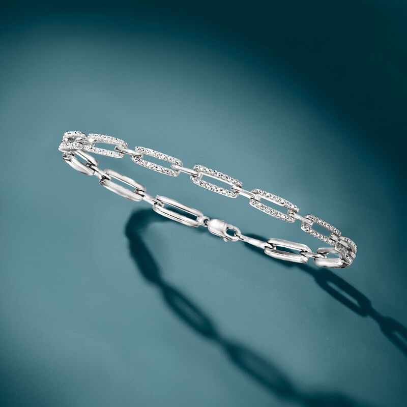 1.00 ct. t.w. Diamond Paper Clip Link Bracelet in Sterling Silver image number 2