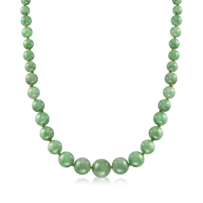 6-13mm Jade Bead Graduated Necklace with 14kt Yellow Gold image number 0