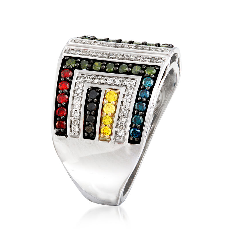1.00 ct. t.w. Multicolored Diamond Geometric Ring in 14kt White Gold image number 2