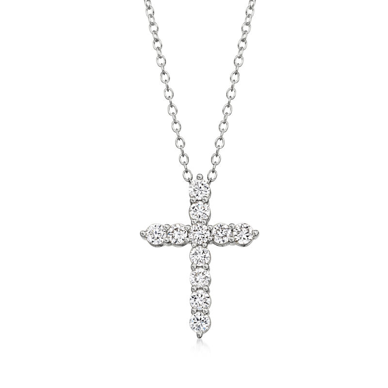 .50 ct. t.w. Lab-Grown Diamond Cross Pendant Necklace in Sterling Silver image number 0