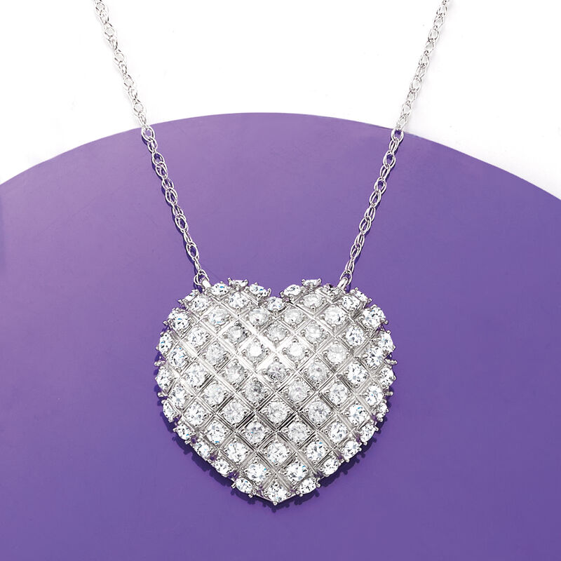 2.00 ct. t.w. Diamond Domed Heart Necklace in  Sterling Silver image number 2