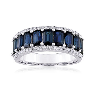 3.10 ct. t.w. Sapphire and .29 ct. t.w. Diamond Ring in 14kt White Gold