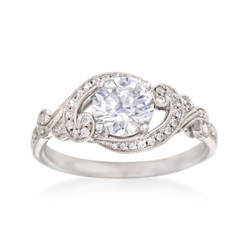 Simon G. .21 ct. t.w. Diamond Scrolling Engagement Ring Setting in 18kt White Gold image number 0