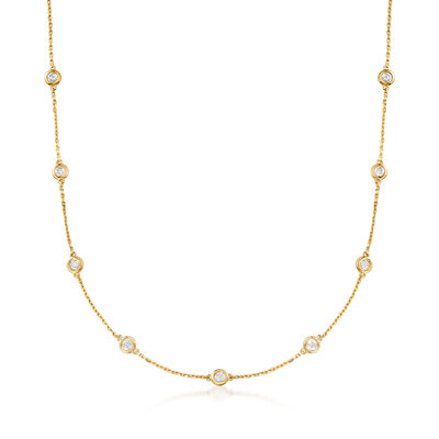 2.00 ct. t.w. Bezel-Set Diamond Station Necklace in 18kt Gold Over Sterling