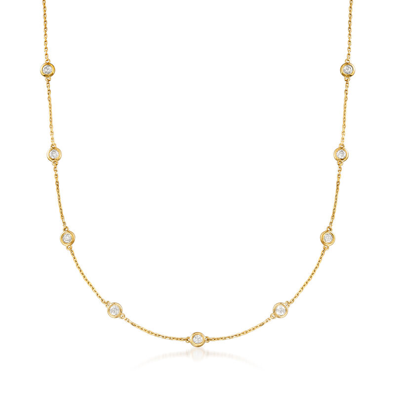 2.00 ct. t.w. Bezel-Set Diamond Station Necklace in 18kt Gold Over Sterling image number 0