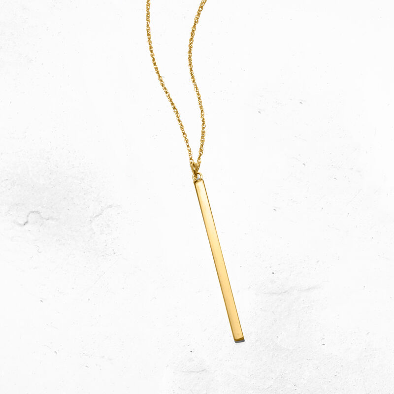 14kt Yellow Gold Vertical Bar Pendant Necklace. 18&quot; image number 3