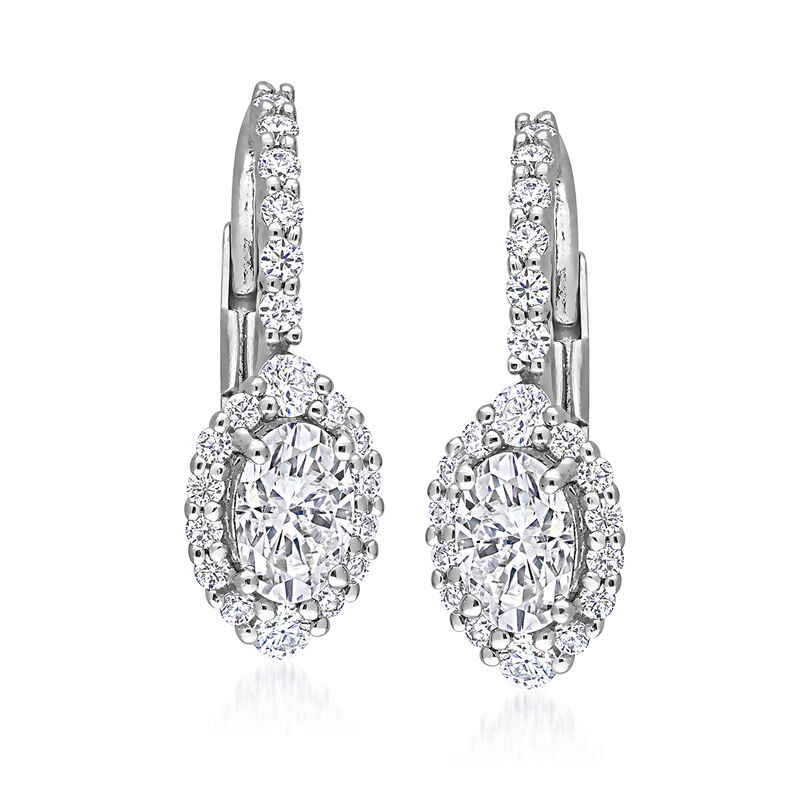 1.45 ct. t.w. Moissanite Halo Earrings in Sterling Silver image number 0