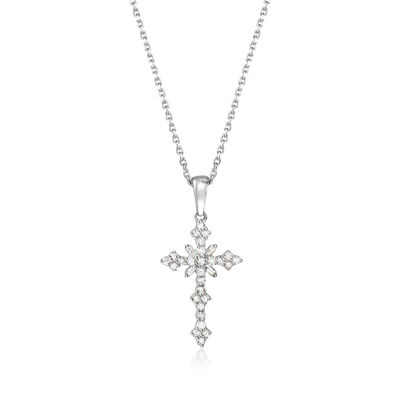 .25 ct. t.w. Diamond Cross Pendant Necklace in Sterling Silver