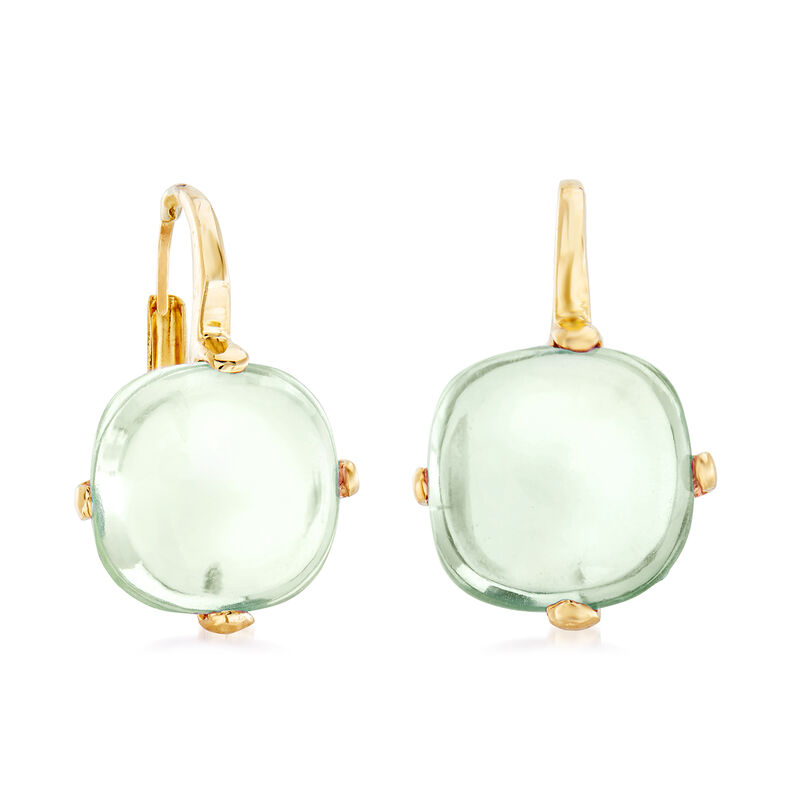 Italian 4.50 ct. t.w. Prasiolite Drop Earrings in 14kt Yellow Gold image number 2