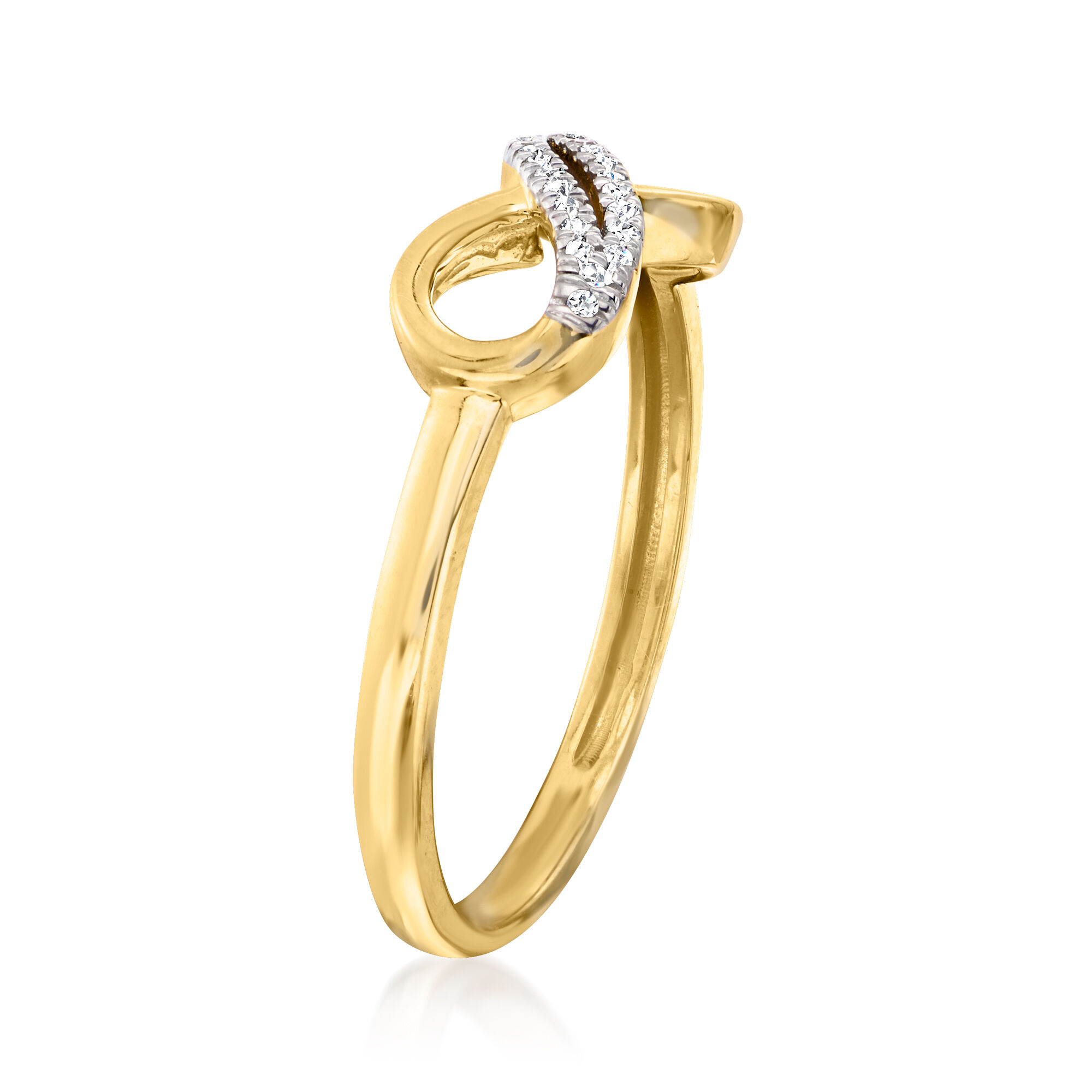 14kt Yellow Gold Infinity Symbol Ring with Diamonds | Ross Simons