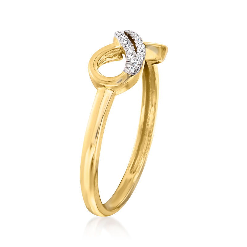 14kt Yellow Gold Infinity Symbol Ring with Diamonds image number 2