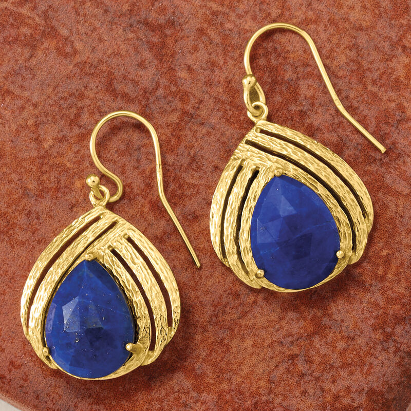 Lapis Drop Earrings in 18kt Gold Over Sterling image number 3