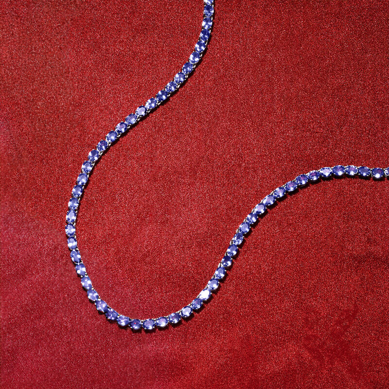 20.00 ct. t.w. Tanzanite Tennis Necklace in Sterling Silver image number 2