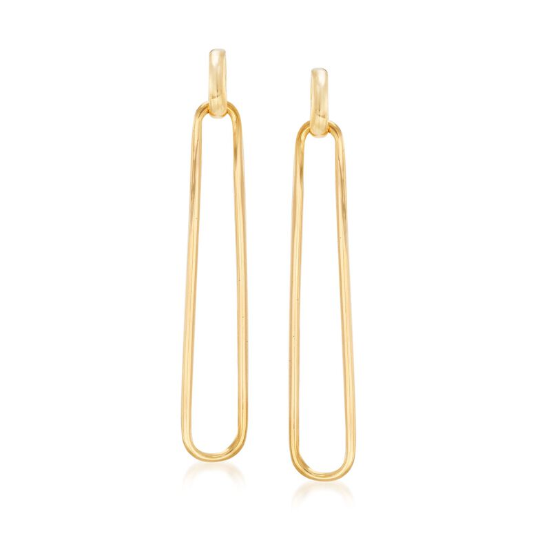 Italian 18kt Gold Over Sterling Elongated Oval-Link Drop Earrings image number 0