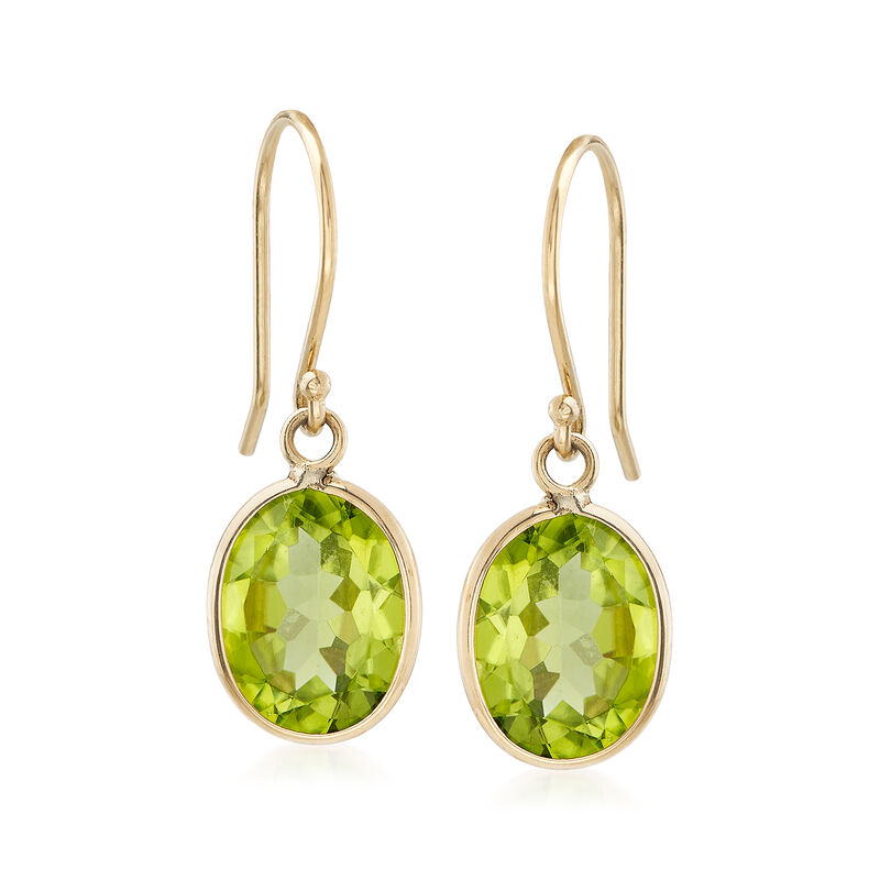 4.50 Carat Peridot Drop Earrings in 14kt Yellow Gold  image number 0
