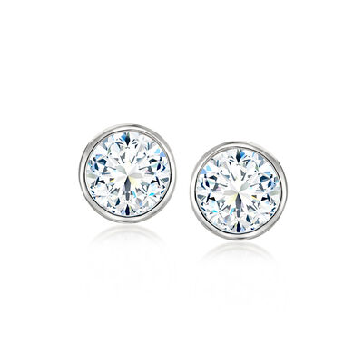 2.00 ct. t.w. Bezel-Set CZ Stud Earrings in Sterling Silver