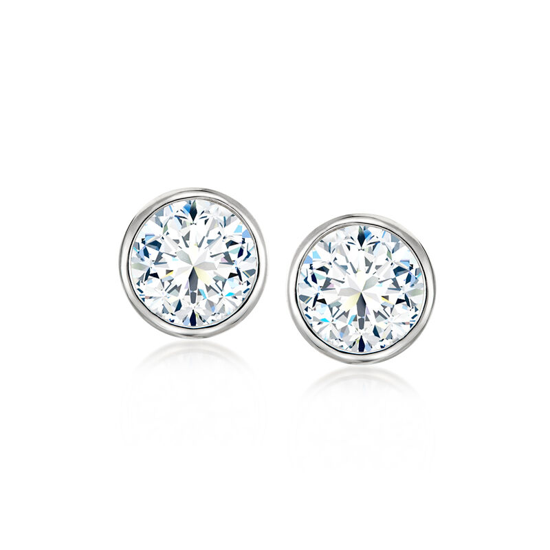 2.00 ct. t.w. Bezel-Set CZ Stud Earrings in Sterling Silver  image number 0