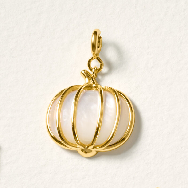 Mother-of-Pearl Pumpkin Charm in 18kt Gold Over Sterling image number 4