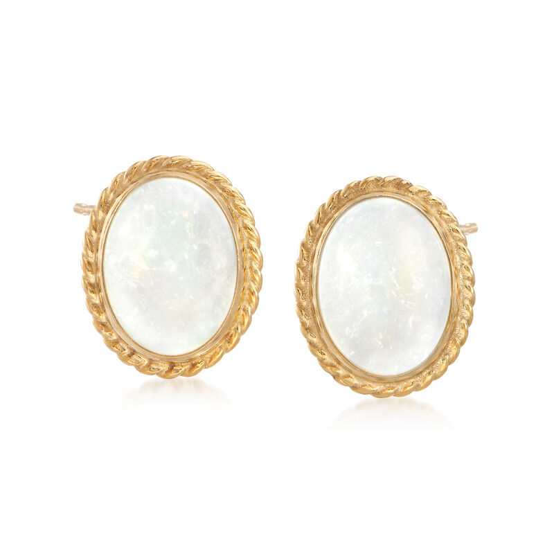 Opal Roped-Edge Earrings in 14kt Yellow Gold image number 0