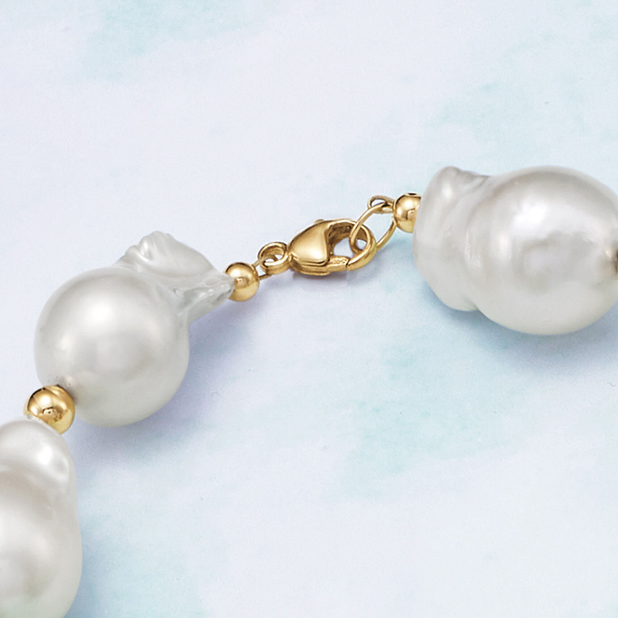 12-15mm Cultured Baroque Pearl Necklace with 14kt Yellow Gold