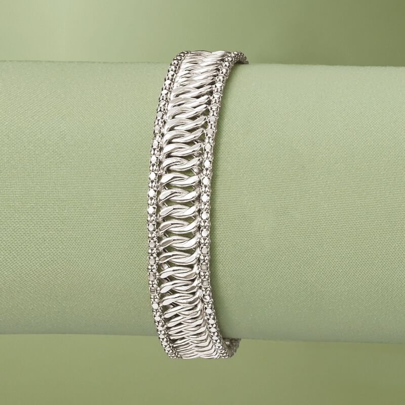 Italian Sterling Silver Multi-Chain Link Bracelet image number 3