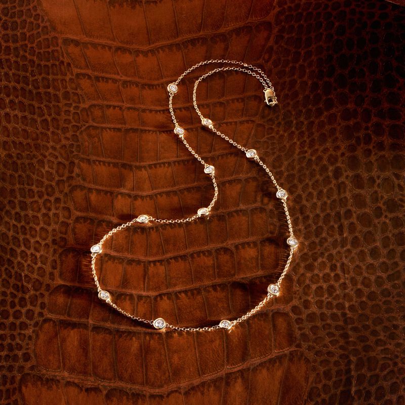 1.50 ct. t.w. Bezel-Set Diamond Station Necklace in 14kt Yellow Gold. 18&quot; image number 2