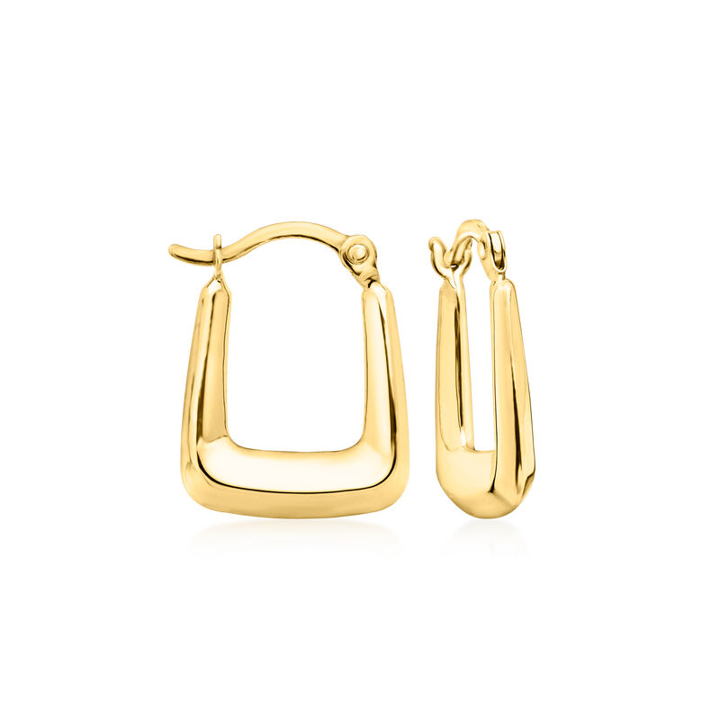 10kt Yellow Gold Squared Huggie Hoop Earrings. 5/8&quot; image number 0