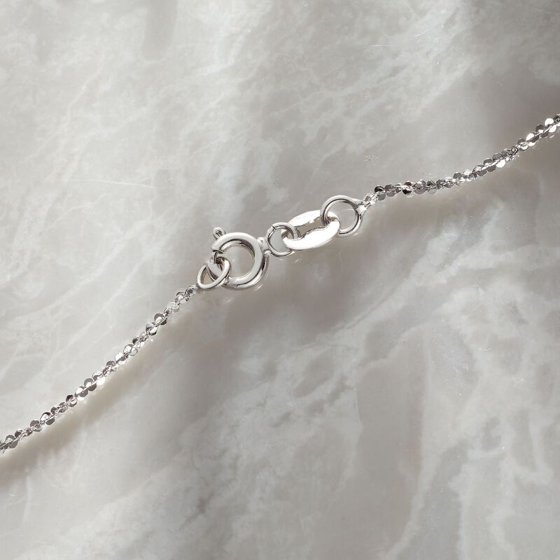 Italian 1mm 14kt White Gold Twisted Sparkle-Chain Necklace image number 3