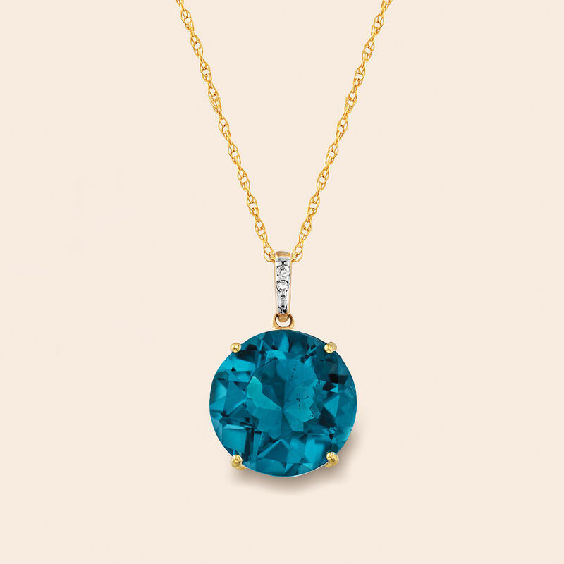7.00 Carat London Blue Topaz Pendant Necklace in 14kt Yellow Gold image number 2