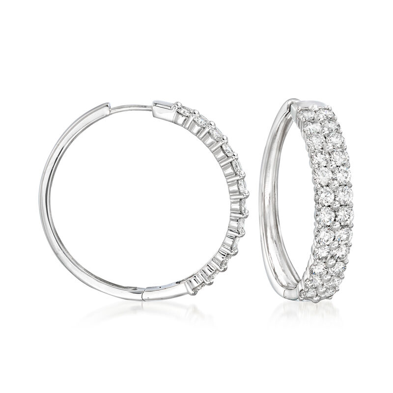 4.00 ct. t.w. Diamond Two-Row Hoop Earrings in 14kt White Gold image number 0