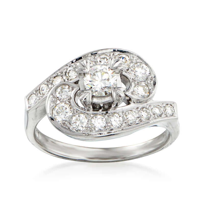 C. 1974 Vintage .65 ct. t.w. Diamond Swirl Ring in Platinum. Size 5.25 image number 0