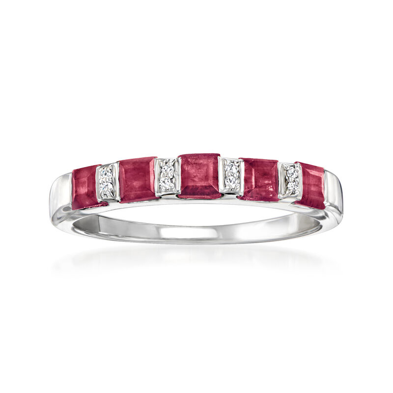 1.50 ct. t.w. Ruby Ring with Diamonds in Sterling Silver image number 0