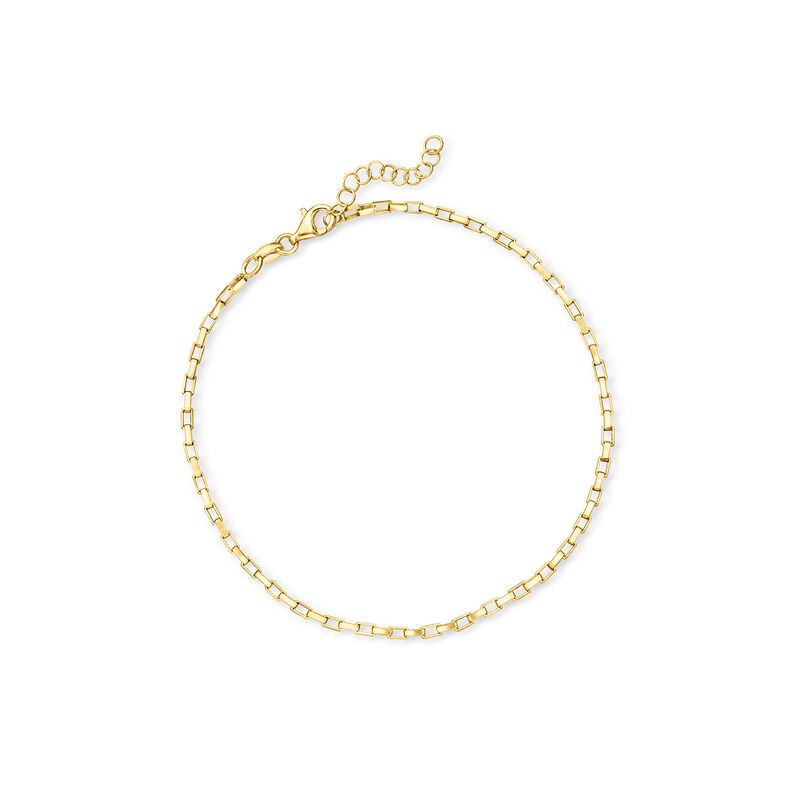 Italian 18kt Gold Vermeil Box-Chain Anklet. 9&quot; image number 0