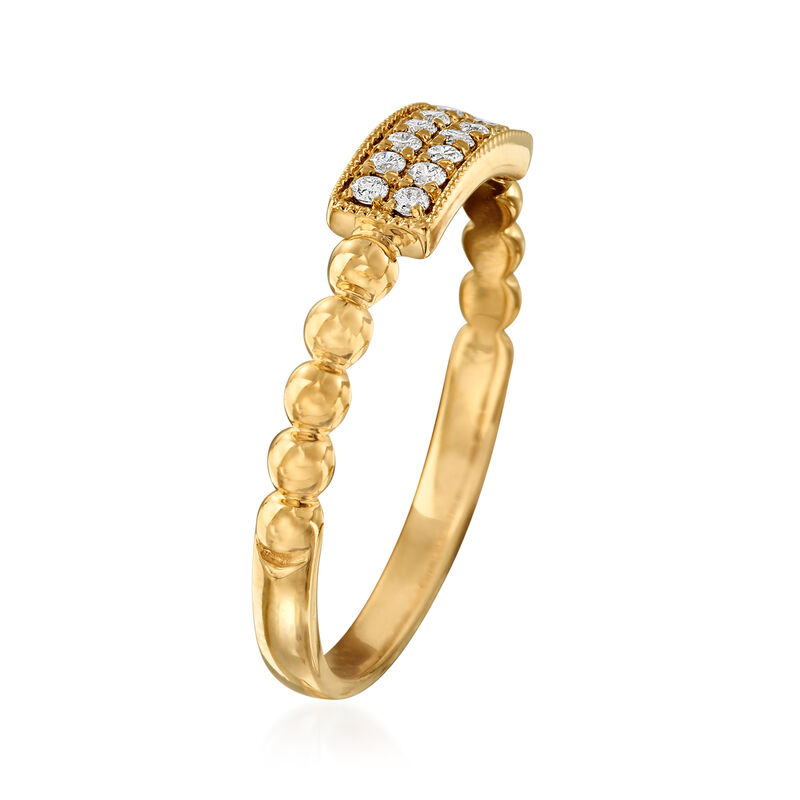 .12 ct. t.w. Diamond Two-Row Milgrain and Beaded Ring in 14kt Yellow Gold image number 2