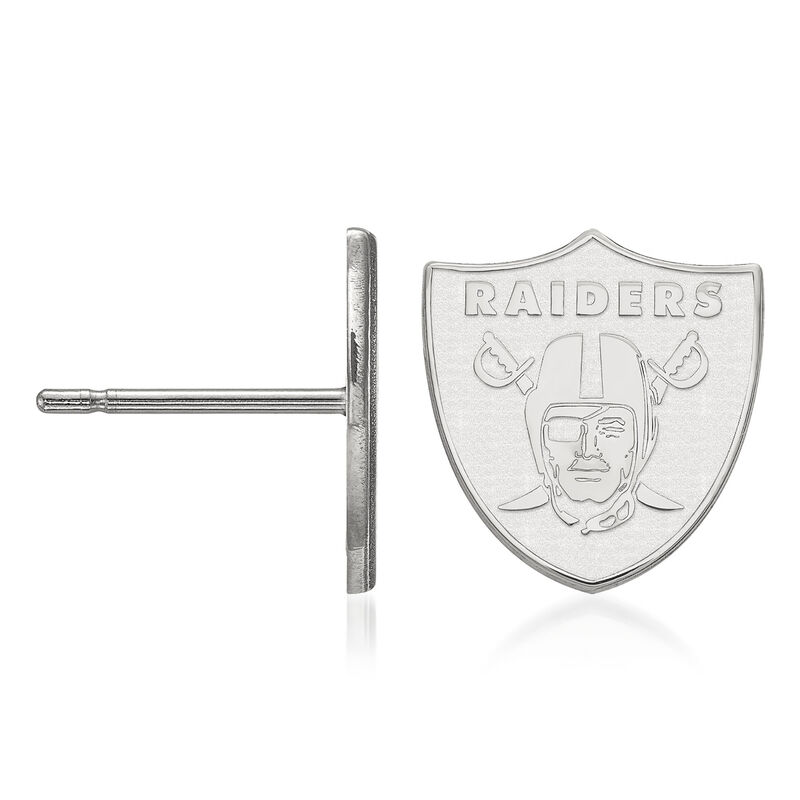 14kt White Gold NFL Oakland Raiders Extra Small Stud Earrings image number 1