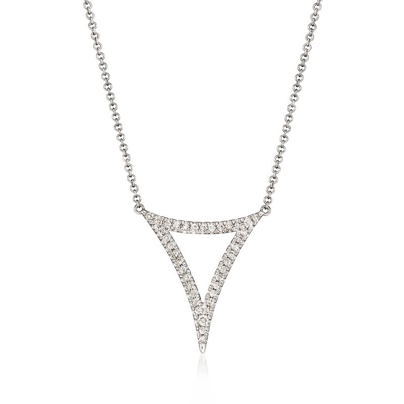 Gabriel Designs .25 ct. t.w. Diamond Open Triangle Necklace in 14kt White Gold image number 0