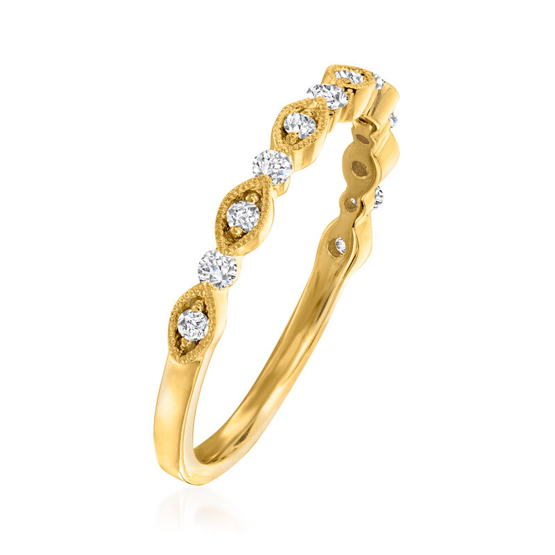Henri Daussi .20 ct. t.w. Diamond Wedding Band in 18kt Yellow Gold image number 2