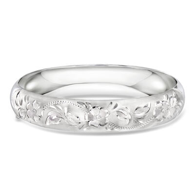 Sterling Silver Floral Bangle Bracelet