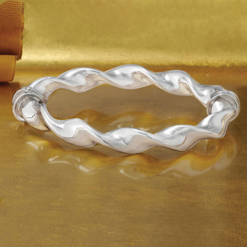 Italian Sterling Silver Twisted Bangle Bracelet image number 4