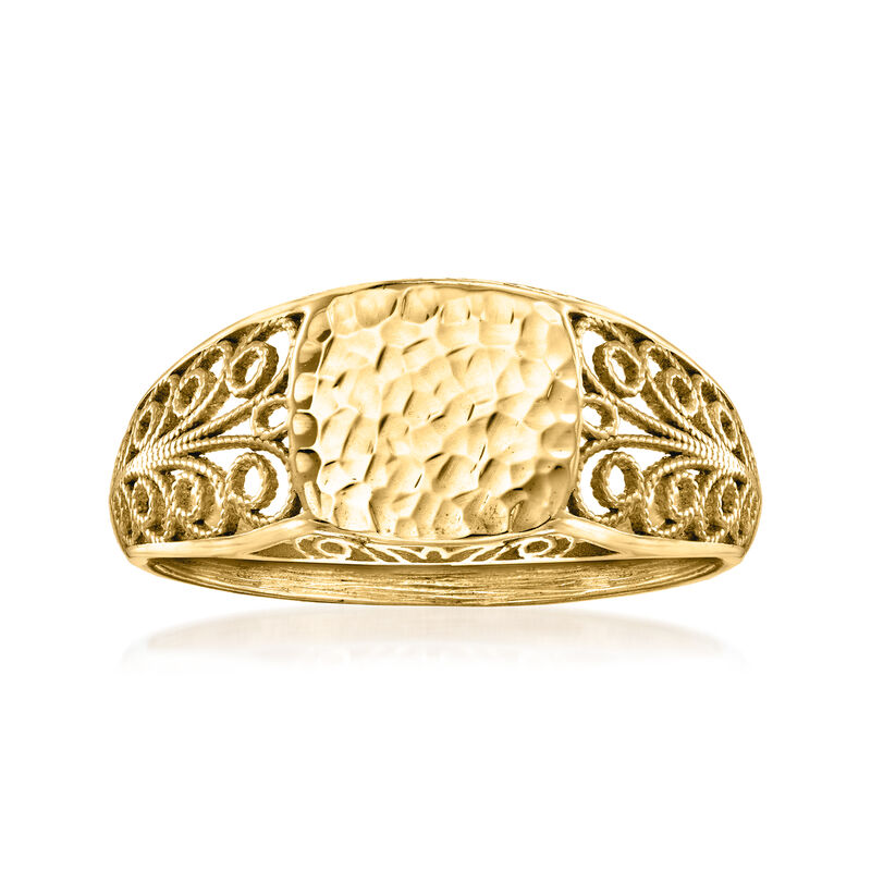 18kt Gold Over Sterling Openwork Filigree Signet Ring image number 0