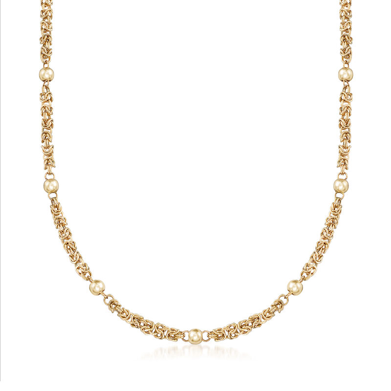 14kt Yellow Gold Byzantine Beaded Station Necklace image number 0