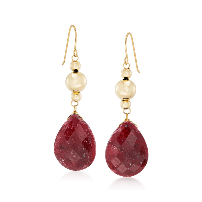 20.00 ct. t.w. Ruby Drop Earrings in 14kt Yellow Gold image number 0
