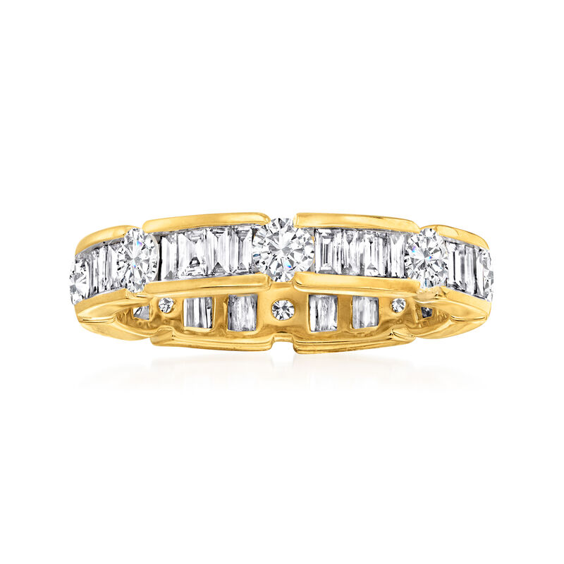 2.00 ct. t.w. Baguette and Round Diamond Eternity Band in 14kt Yellow Gold image number 0