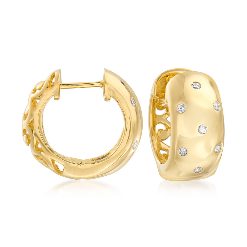 .16 ct. t.w. Burnish-Set Diamond Huggie Hoop Earrings in 14kt Gold Over Sterling. 1/2&quot; image number 0