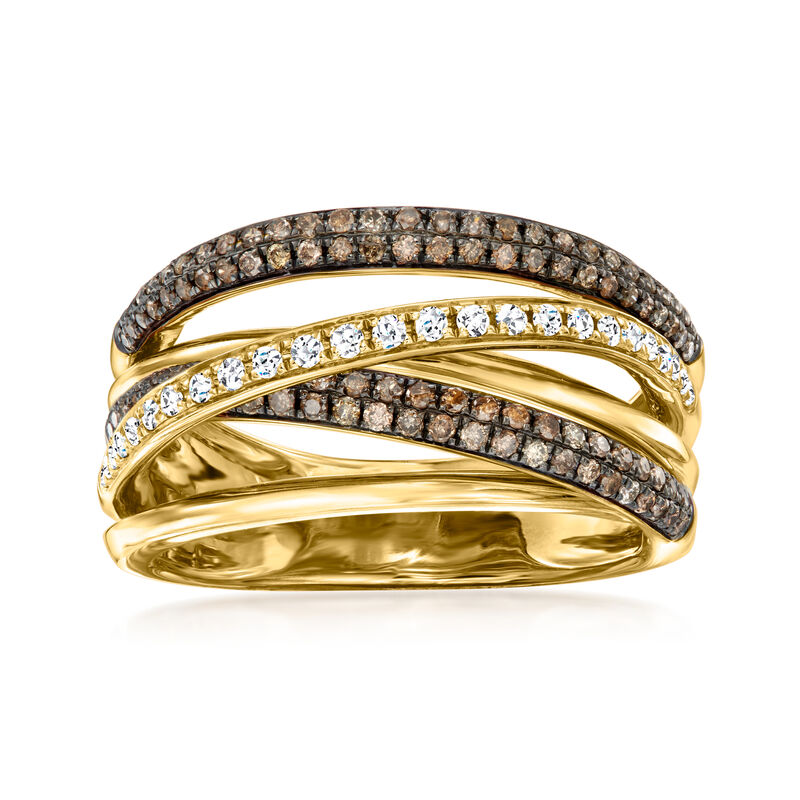 Le Vian .62 ct. t.w. Chocolate and Vanilla Diamond Highway Ring in 14kt Honey Gold. Size 7 image number 0