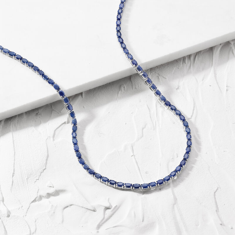 40.00 ct. t.w. Sapphire Tennis Necklace in Sterling Silver image number 2